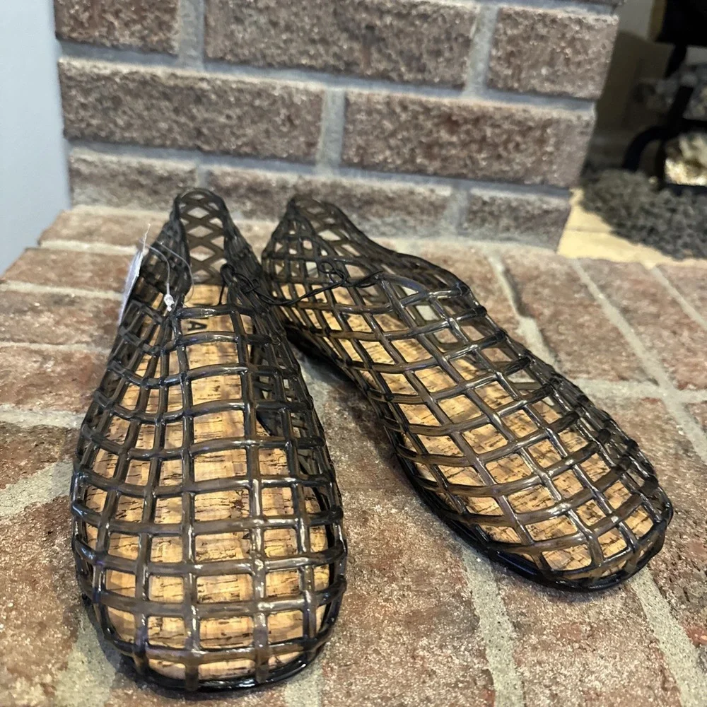 MIA Womens Darleene Jelly Mesh Slip On Flat Open Grid Rubber Shoes Gray Sz 10 - Picture 1 of 15